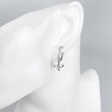 Platinum Earrings Dangle Drop AAA Zirconia Lever Back  0.2" L163