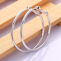 White Gold Latch Back Hoop Bali Earrings L133