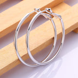 White Gold Latch Back Hoop Bali Earrings L133