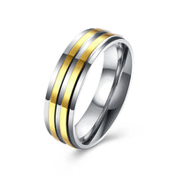 Stainless Steel Band Fashion Wedding Ring Yellow Gold Men's Unisex B469