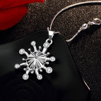 Sterling Silver Plated Necklace  Women's Pendant Flower Drop Lobster Clasp B373