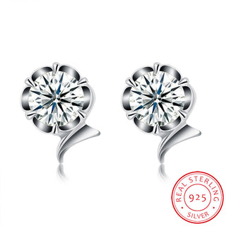 Sterling Silver Plated  Earrings  Stud AAA Zirconia  Push Back Clasp L804