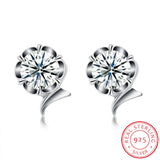 Sterling Silver Plated  Earrings  Stud AAA Zirconia  Push Back Clasp L804