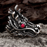 Stainless Steel e Gothic Biker Tribal Ring Black Red Men's Unisex Dragon B210