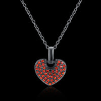 Platinum Plated Gunmetal Plated Necklace Women's Pendant Heart  AAA Zirconia B355