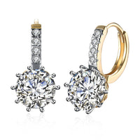 Yellow Gold Plated Earrings  Hoop Huggies AAA Zirconia  Latch Back Clasp L552