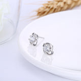 Sterling Silver Plated  Earrings  Stud AAA Zirconia  Push Back Clasp L773