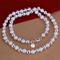 Sterling Silver Plated Necklace Beads Balls 20 Inches 8MM Lobster Clasp B19