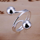 Sterling Silver Plated  Balls Beads Band Ring Size 8 B140
