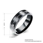 Stainless Steel Band Wedding Ring Black Men's Unisex Heart Rate B428