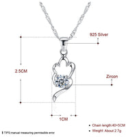 Sterling Silver Necklace Pendant Drop AAA Zirconia 18" 1MM Lobster Clasp B429