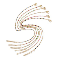 Stainless Steel Chain Anklets Bracelet Enamel Blue Red Green Gold 9" 2mm P279