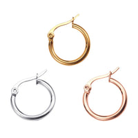 Stainless Steel Hoop Earrings Rose Gold Gold Silver 25x2mm 0.7x1mm 3Pairs Z386