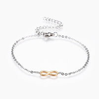 Stainless Steel Set Bracelet Necklace Earrings Infinity Gold Silver 18" Z750