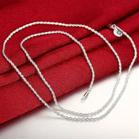 Unisex Sterling Silver Plated Twisted 2MM Chain Necklace Lobster 16" to 24" B36