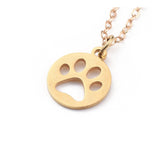 Stainless Steel Pendant Necklace Lobster Dog Paw Prints Gold 17.5" Z511