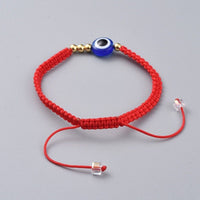 Nylon Thread Braided Bead Bracelet Evil Eye Resin Beads Gold Red Adjustable P235