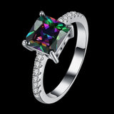 Platinum Plated Fashion Ring Multicolor AAA Zirconia Women B324