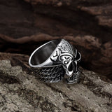 Stainless Steel  Antique Gothic Biker Tribal Ring Black Men's Unisex Skull B177