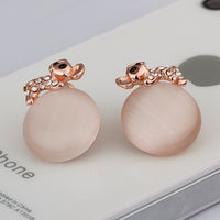 Rose Gold Zirconia Drop Stud Earrings L93