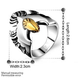 Stainless Steel Gothic Biker Tribal Ring Black Yellow Men's Unisex Eagle B204