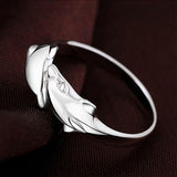 Fashion Style Brass Dolphin Lover Cuff Ring platinum Size 6 Adjustable 16mm P389