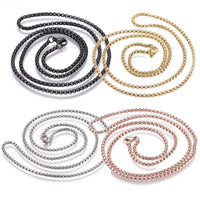 304 Stainless Steel Box Chain Necklaces Black Rose Gold Silver 23.62'' P386