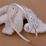 Women's Unisex Sterling Silver Plated Bracelet Bangle Beads Adjustable 4MM Hook L52