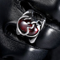 Stainless Steel Gothic Biker Tribal Ring Black Red  Men's Unisex B209