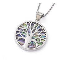 Pendant Necklace Resin 316 Stainless Steel Tree Of Life Lobster 18" Z514