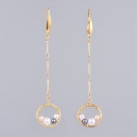 Dangle Earring Pendant Necklace Set Pearl Earring Hooks Gold 17" P761