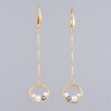 Dangle Earring Pendant Necklace Set Pearl Earring Hooks Gold 17" P761