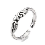 Alloy Cuff Finger Ring Flying Heart Antique Silver Size 5 Adjustable 16mm P463