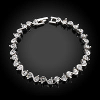 Platinum Plated Bracelet Zirconia Snap Box 8 Inches 7MM L151