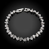 Platinum Plated Bracelet Zirconia Snap Box 8 Inches 7MM L151