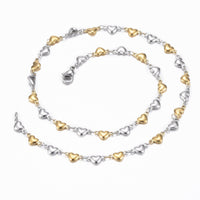 Stainless Steel Heart Set Necklace Bracelets Lobster Gold Silver 17.72 P719