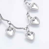 304 Stainless Steel Charm Bracelet Lobster Heart Silver Color 8.2" 2.5mm  A66