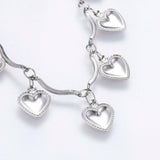 304 Stainless Steel Charm Bracelet Lobster Heart Silver Color 8.2" 2.5mm  A66