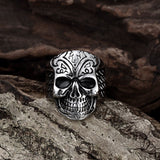 Stainless Steel  Antique Gothic Biker Tribal Ring Black Men's Unisex Skull B177