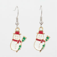 Enamel Dangle Earrings Christmas Snowman White Fish Hook39.5mm  0.6mm P142