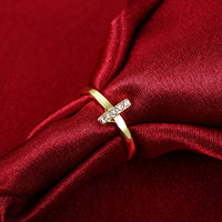 Gold Plated Fashion Ring AAA Zirconia Cross For Women B167