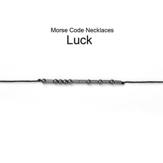 Adjustable Non-magnetic Hematite Necklace Beads Morse Code Word Luck 30.7" P685