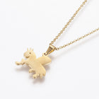 Stainless Steel Set Earring Pendant Necklace Horse Gold 18" P827