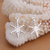 Sterling Silver Plated Chandelier Snowflake Hoop Pierced Earrings L156