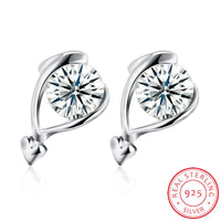 Sterling Silver Earrings  Stud AAA Zirconia  Push Back Clasp L764