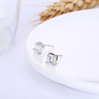 Sterling Silver Plated  Earrings  Stud AAA Zirconia  Push Back Clasp L789