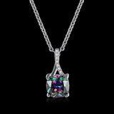 Platinum Plated Necklace Pendant AAA Zirconia Multicolor Lobster Clasp B353