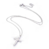 Stainless Steel Pendant Necklace Polymer Clay Zirconia Cross Silver 18" A213