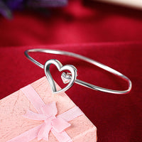 Sterling Silver Plated Bracelet  Heart Adjustable 21MM  Hook L179