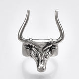 Alloy Cuff Ring Wide B Ring Bull Antique Silver Size 9 Adjustable 19.5mm P449